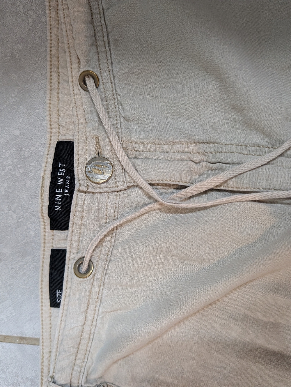 Nine West Jeans 20w Linen blend drawstring Slacks - Picture 5 of 9
